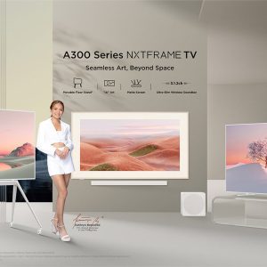 TCL NXTFRAME TV A300 showcased in an art gallery this October